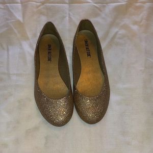 Gold sparkly flats size 7